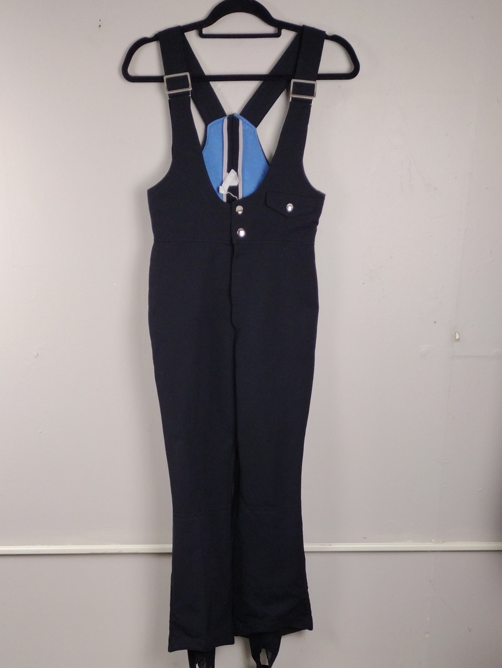 Bogner Vintage Black Wool Blend Hook Zip Front Adjustable Suspenders Ski Bibs